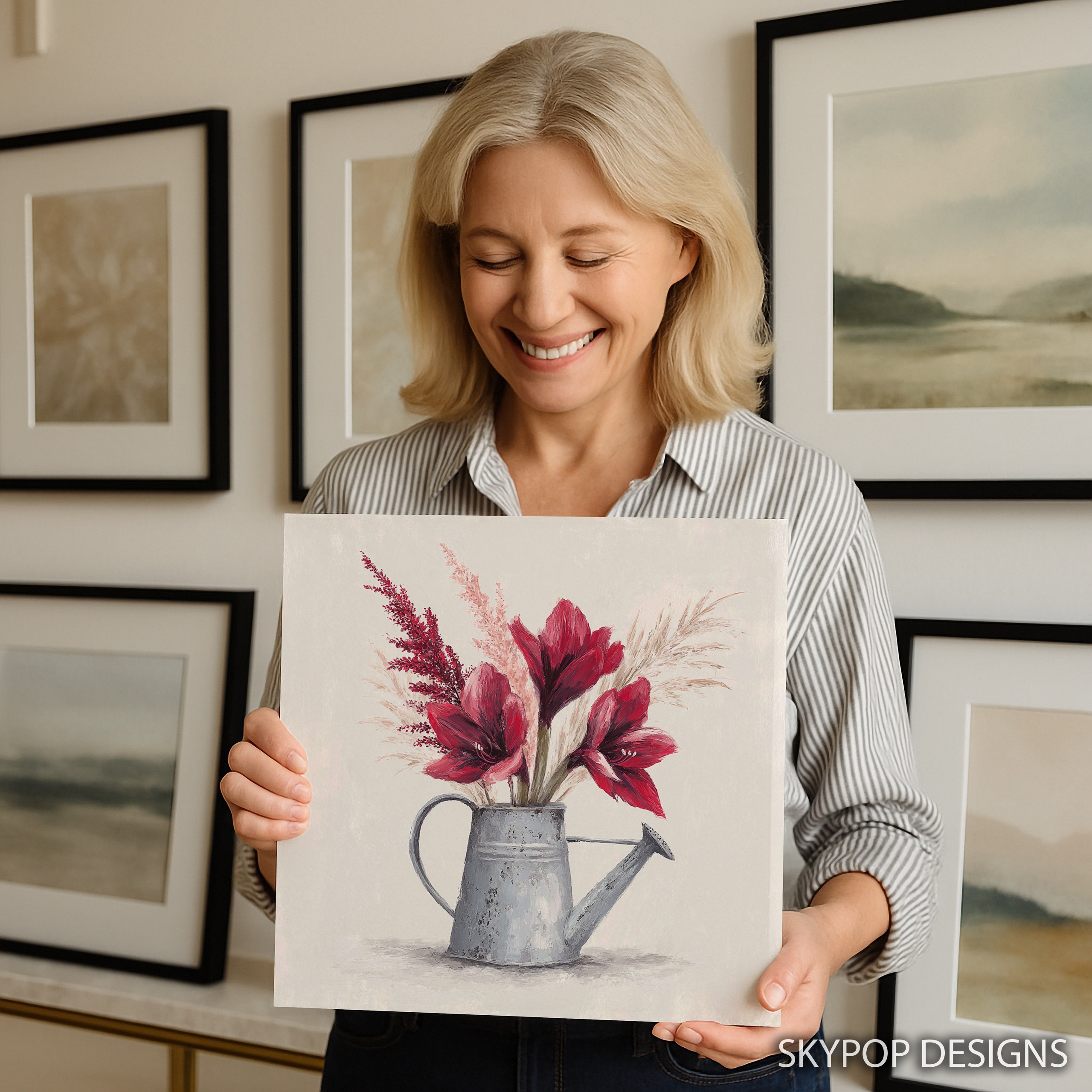 3.jpg Rustic Watering Can Bouquet Art