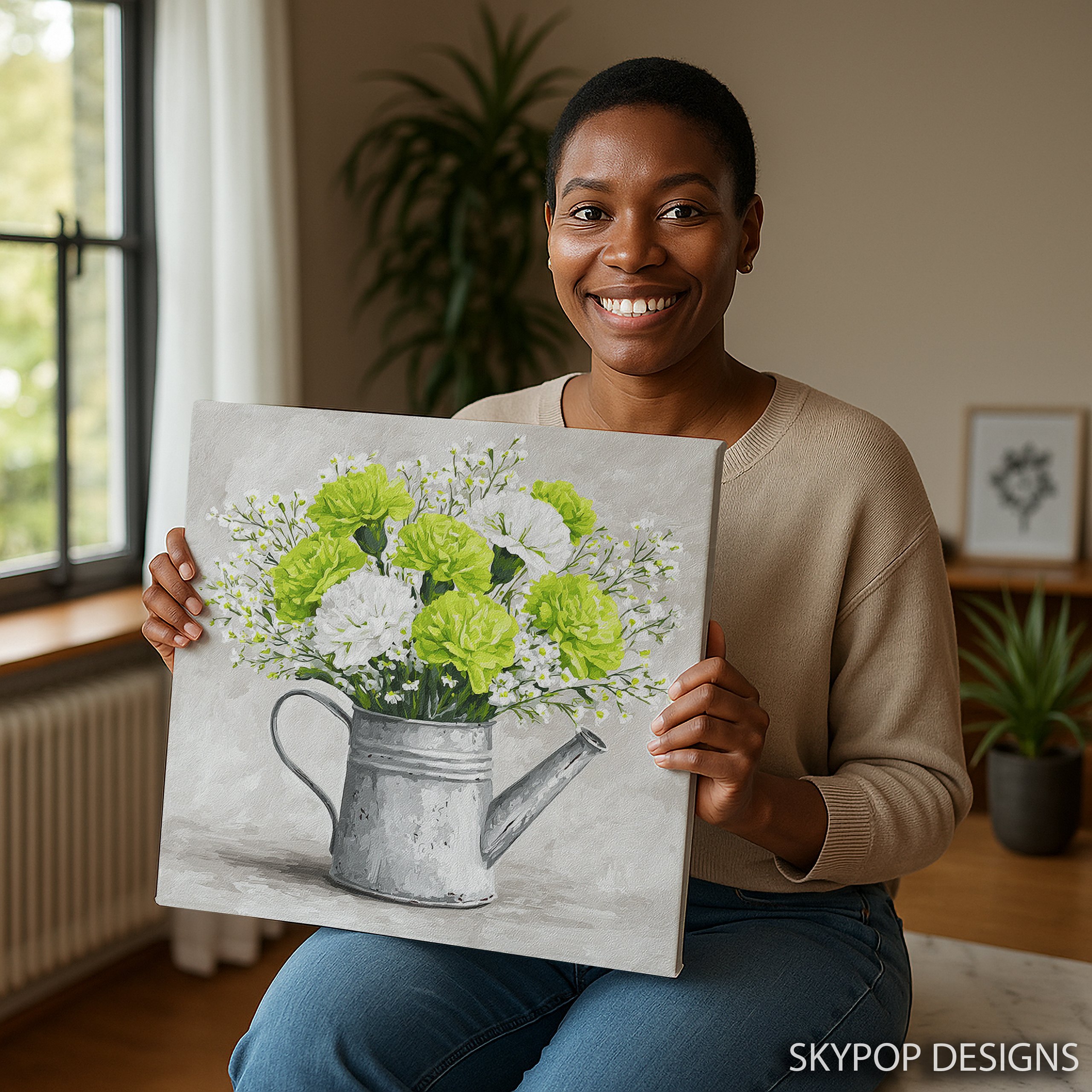 3.jpg Spring Watering Can Bouquet Art