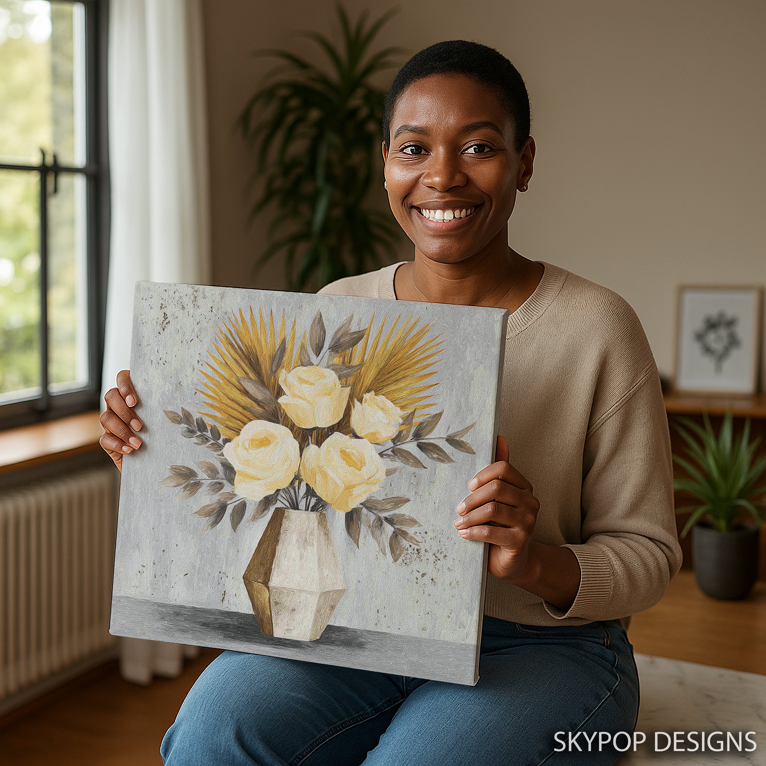 3.jpg Golden Palm Roses Art