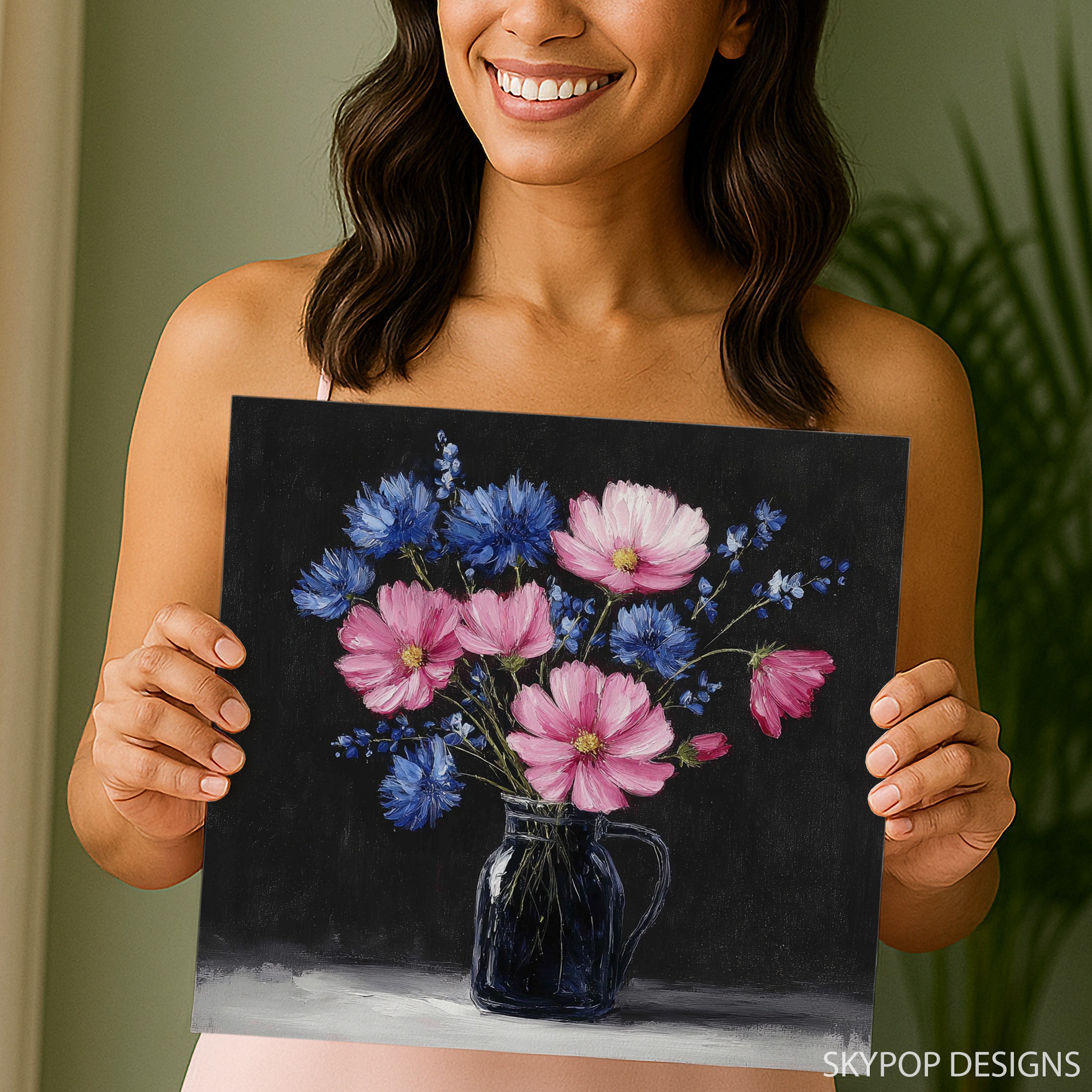 3.jpg Pink and Blue Wildflower Bouquet Art