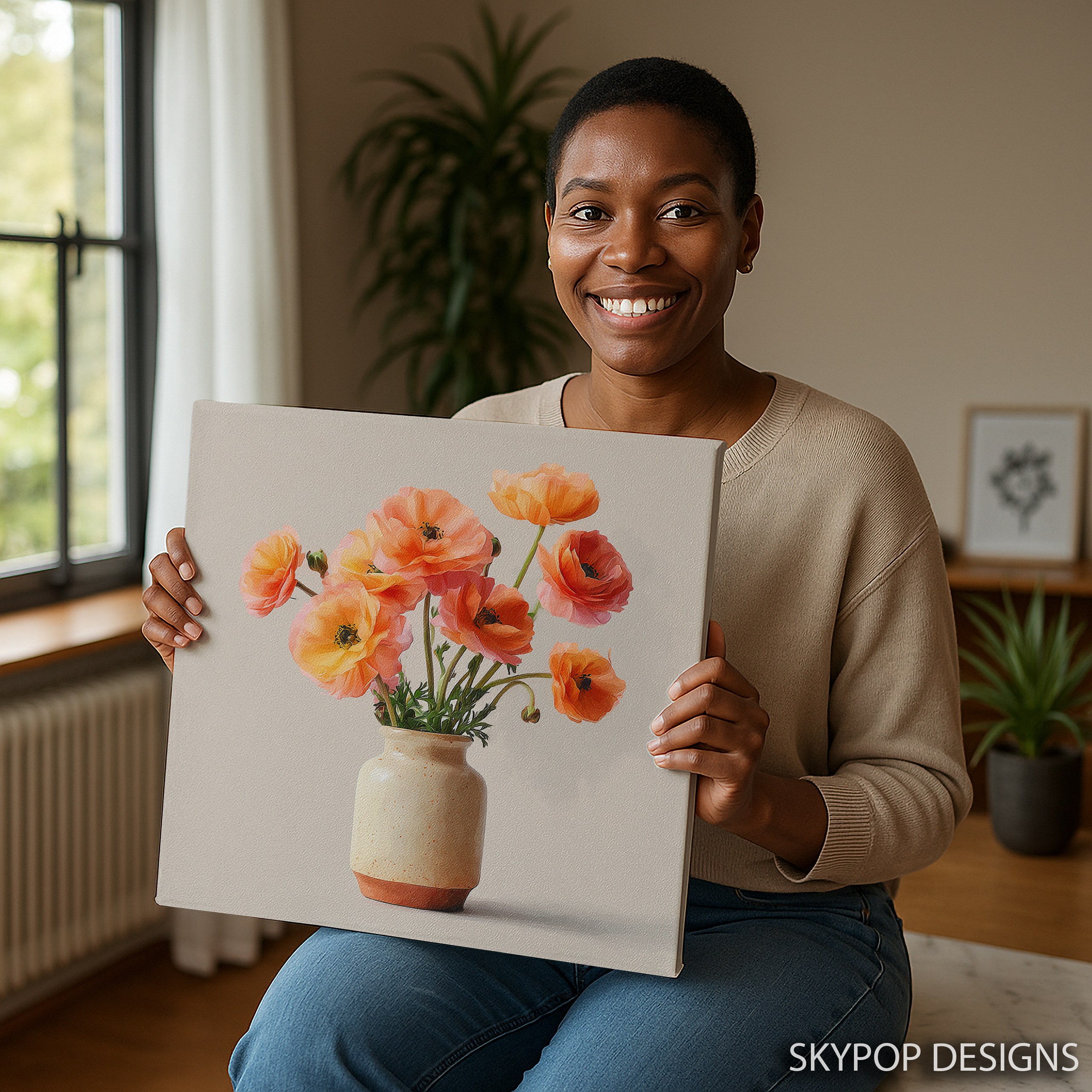 3.jpg Coral Ranunculus Bouquet Art