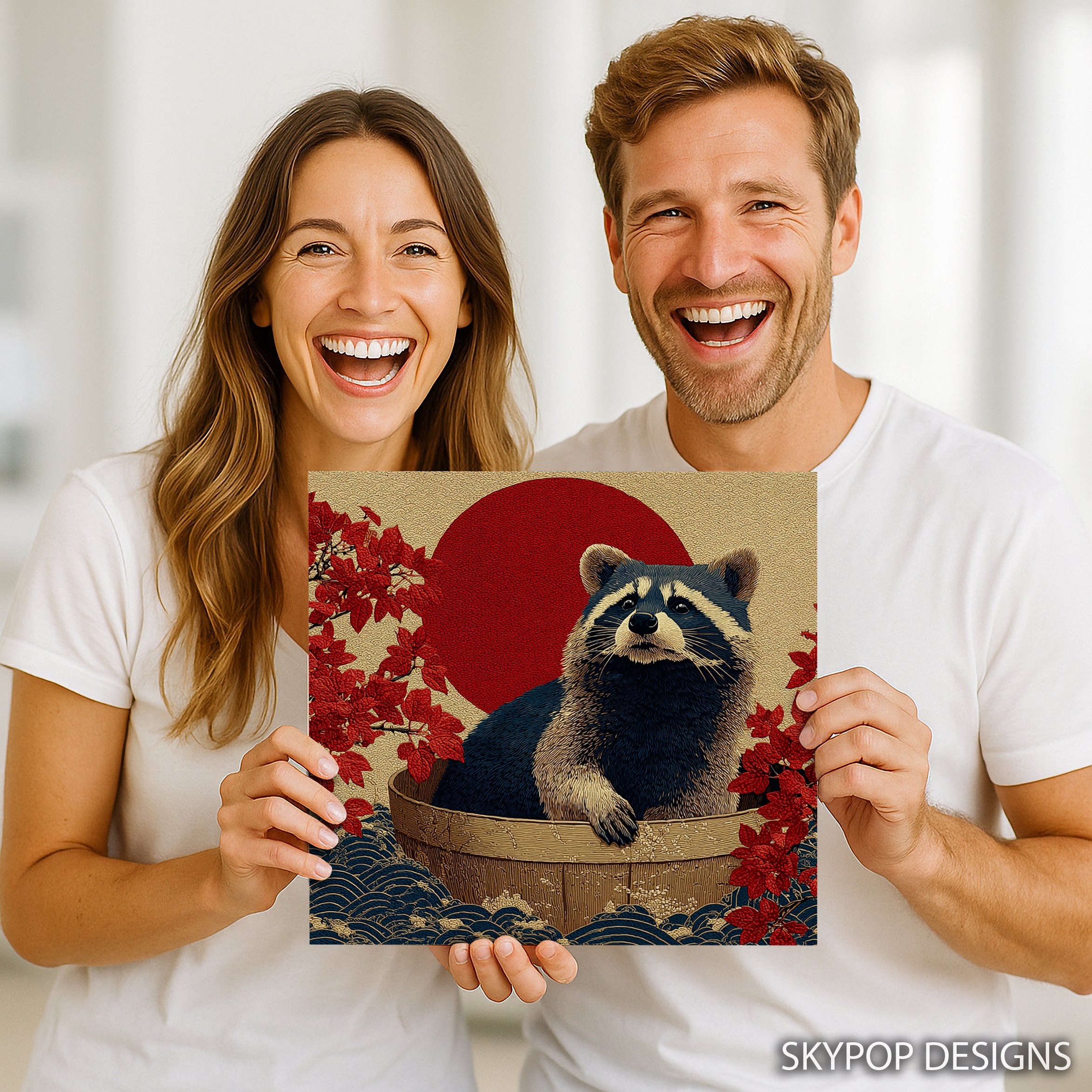 3.jpg Raccoon Red Sun Art