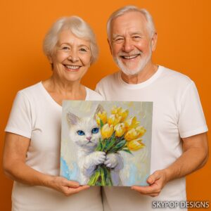 Cat with Tulips Art