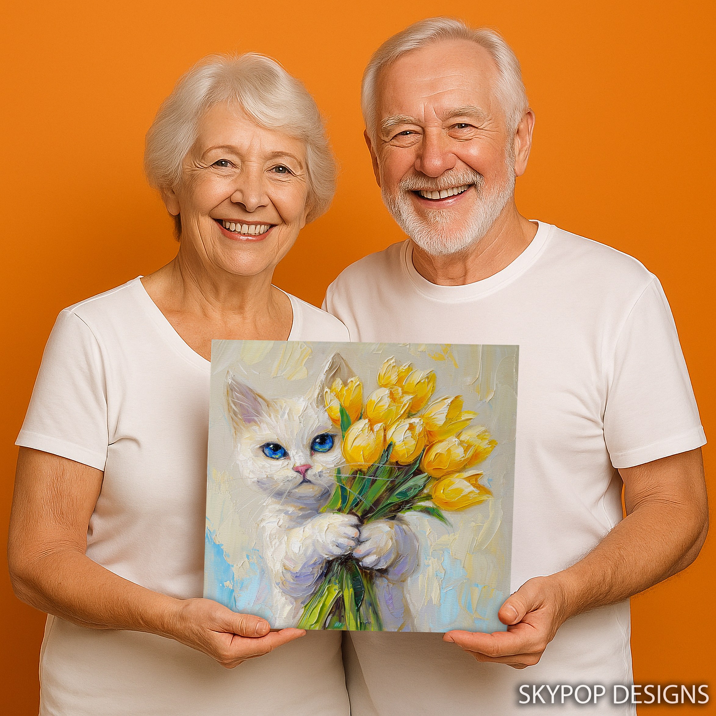 3.jpg Cat with Tulips Art