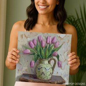 Pink Tulips Pitcher Art