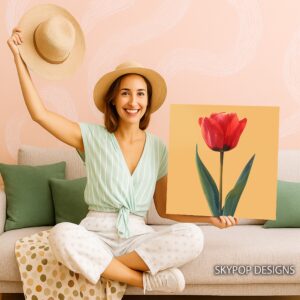 Red Tulip Bloom Art