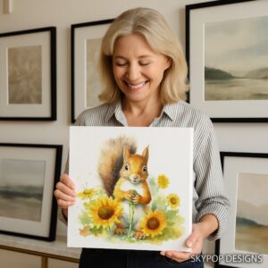 Squirrel Sunflower Art