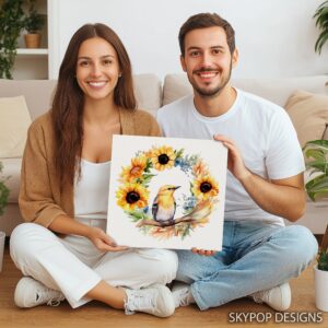Sunflower Bird Wreath Art