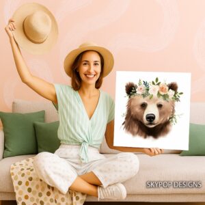 Bear Floral Crown Art