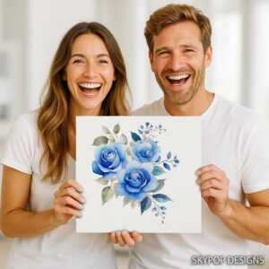 Blue Rose Bouquet Art