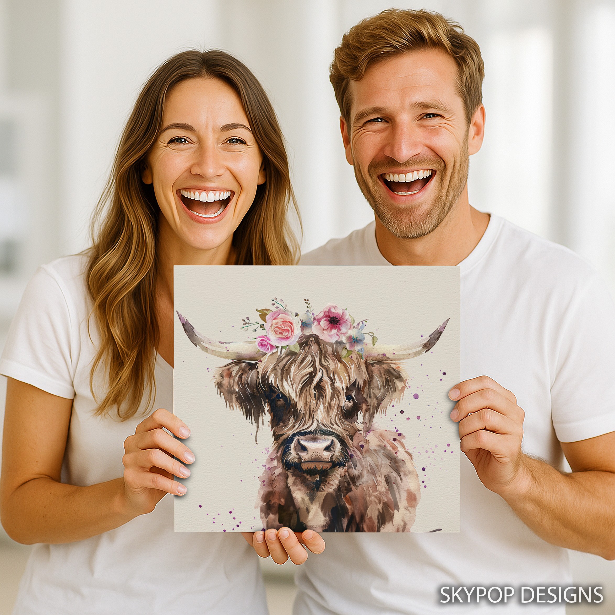 3.jpg Highland Cow Floral Crown Art
