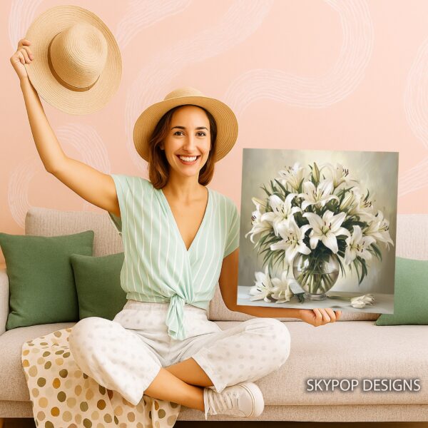 White Lily Bouquet Art