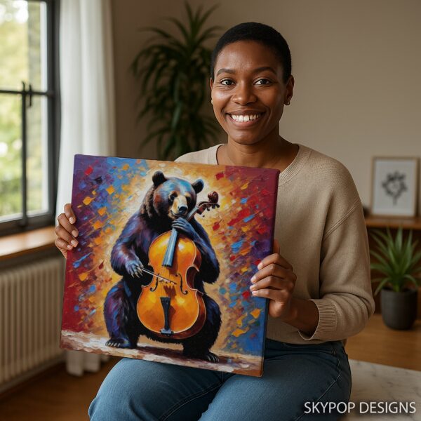 Bear Playing Cello Art