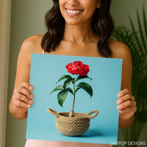 Red Peony Basket Art