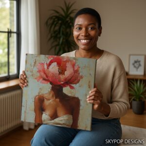 Peony Bloom Woman Art