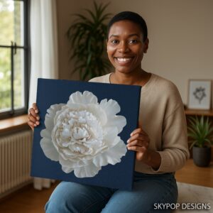 White Peony Bloom Art