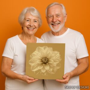 Golden Dahlia Bloom Art