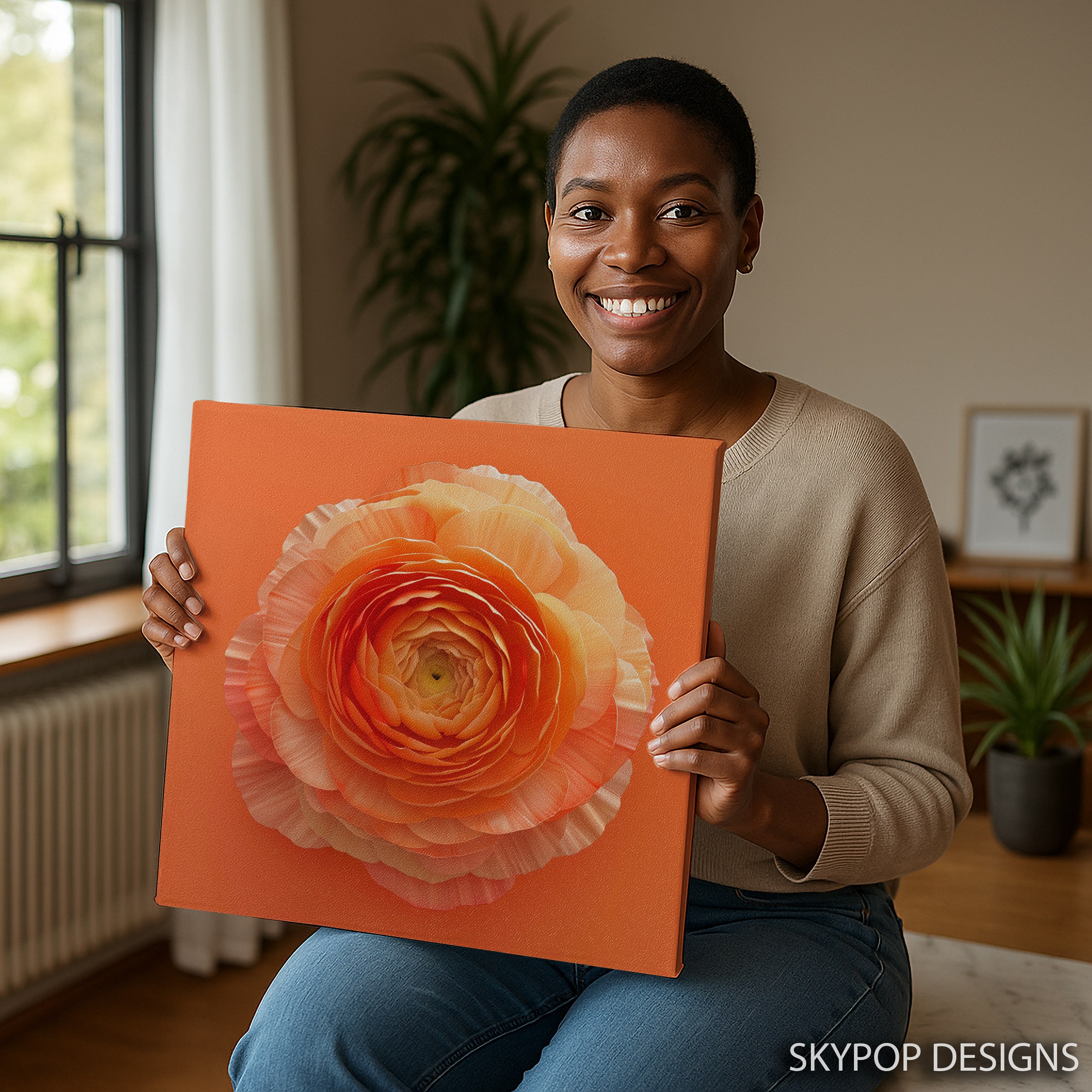 3.jpg Orange Ranunculus Bloom Art