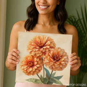 Zinnia Flowers Art