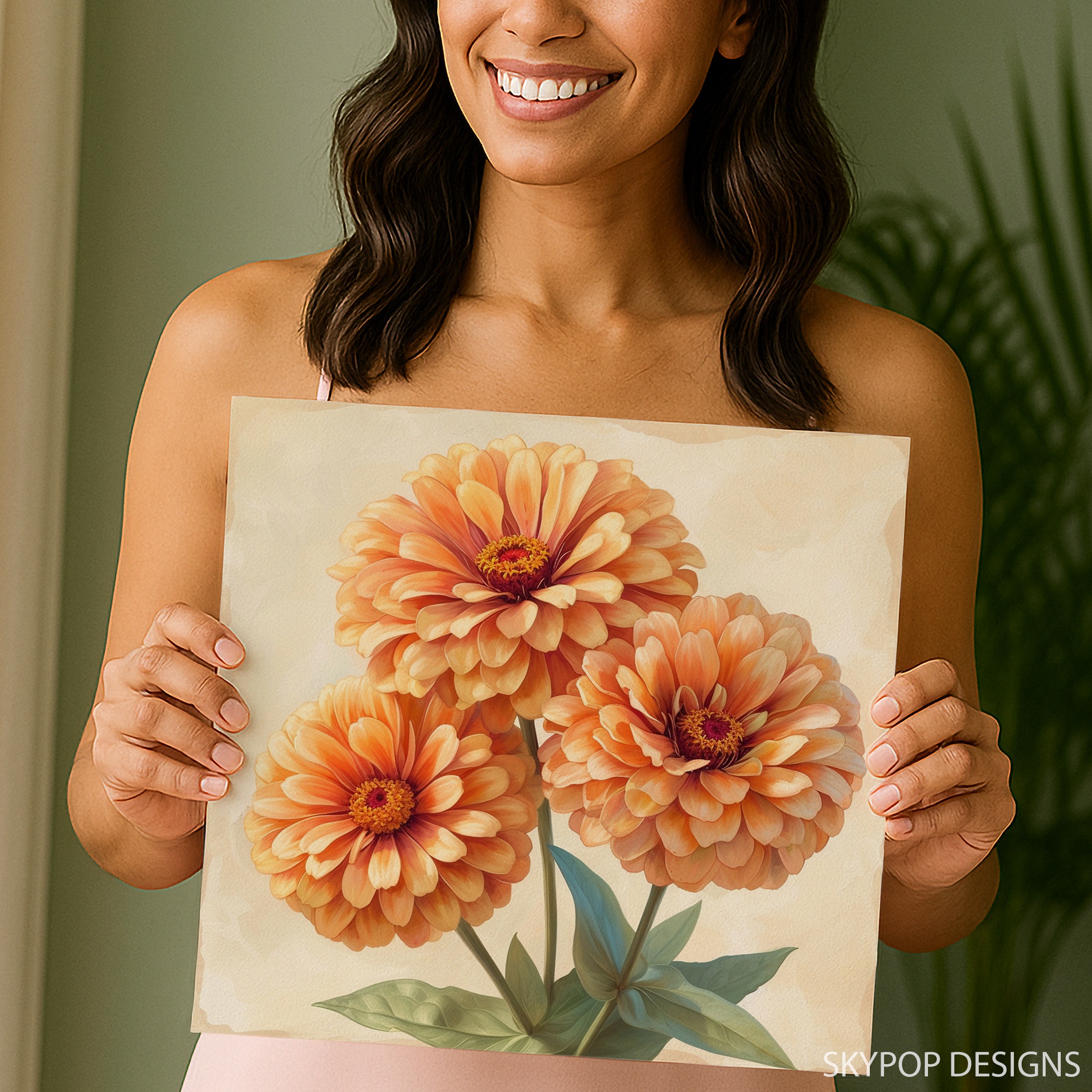 3.jpg Zinnia Flowers Art