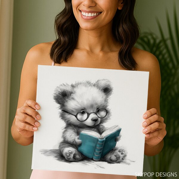 Teddy Bear Reading Book Art