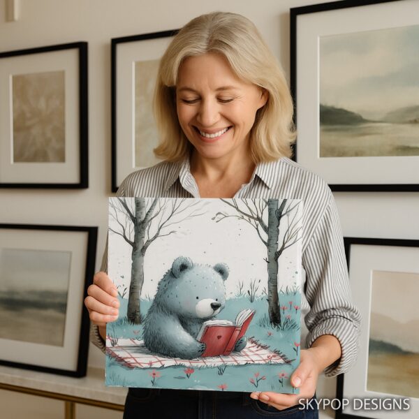Bear Reading Book Art