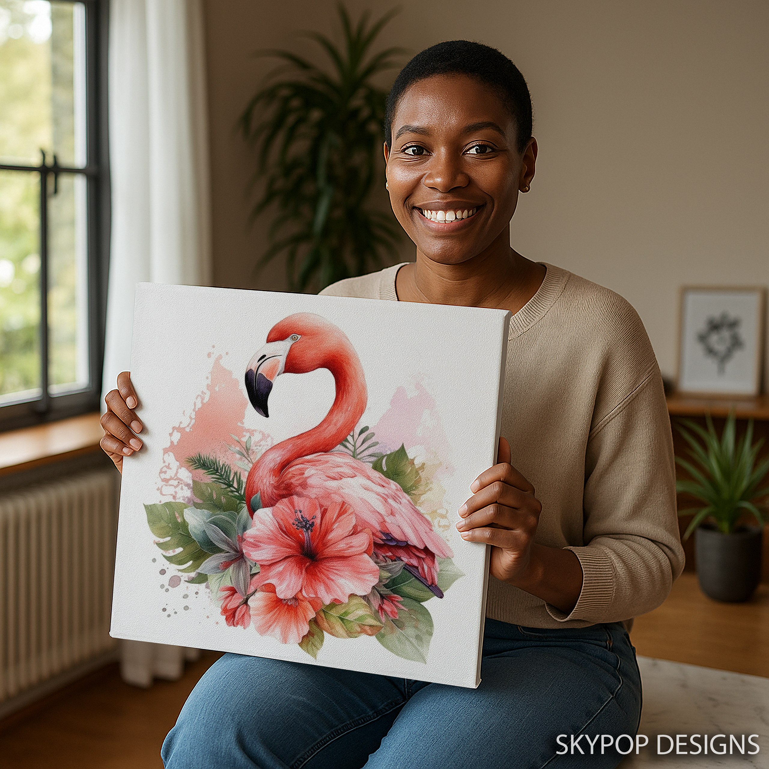 3.jpg Flamingo Flower Paradise Art