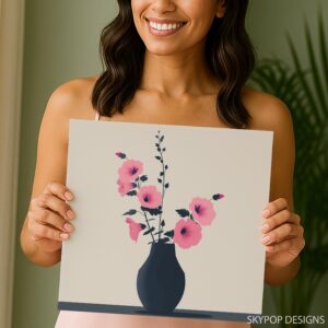 Pink Hibiscus Vase Art