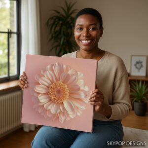 Peachy Dahlia Bloom Art