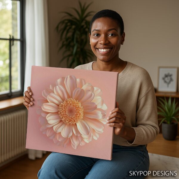 Peachy Dahlia Bloom Art