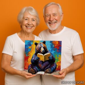 Bear Reading Book Art