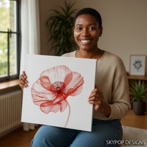 Red Poppy Flower Art