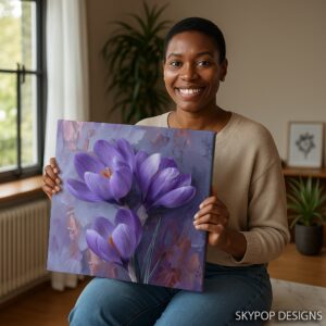 Purple Crocus Blooms Art