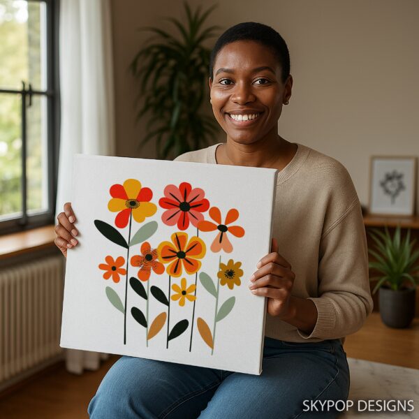 Retro Floral Burst Art