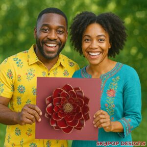 Red Dahlia Bloom Art