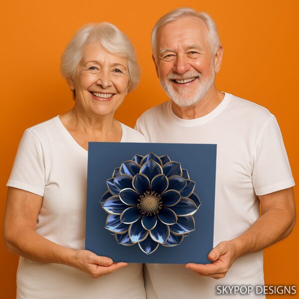 Royal Blue Dahlia Art