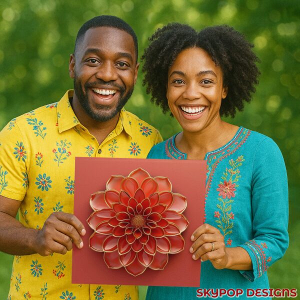 Red Dahlia Bloom Art