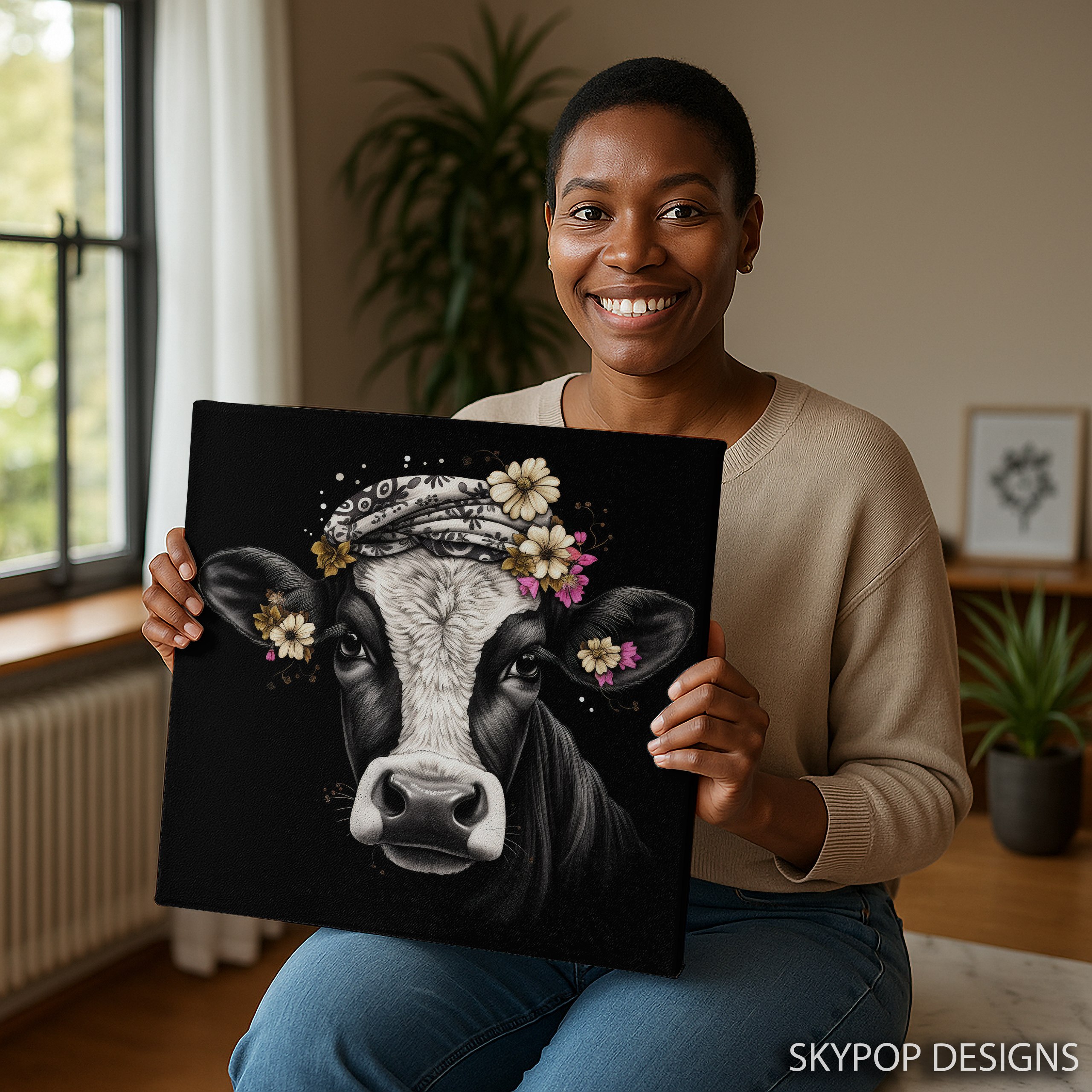 3.jpg Highland Cow Floral Crown Art