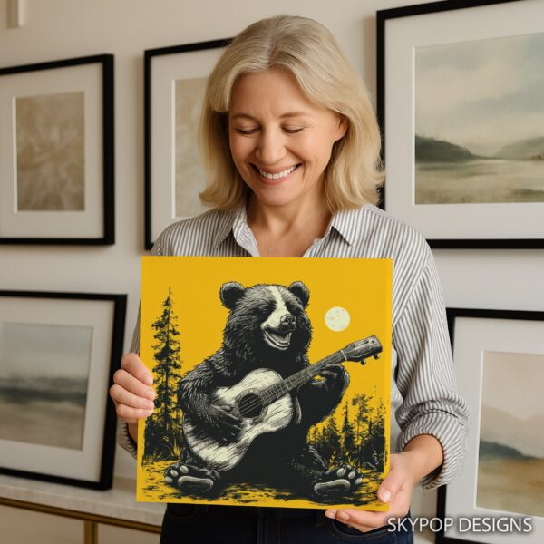 Bear Playing Guitar Moon Art