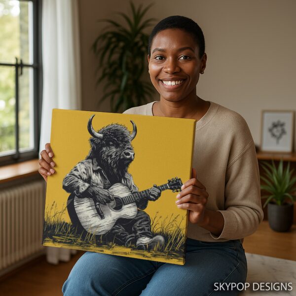 Bison Playing Guitar Art