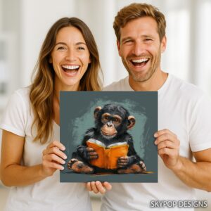 Chimpanzee Reading Art