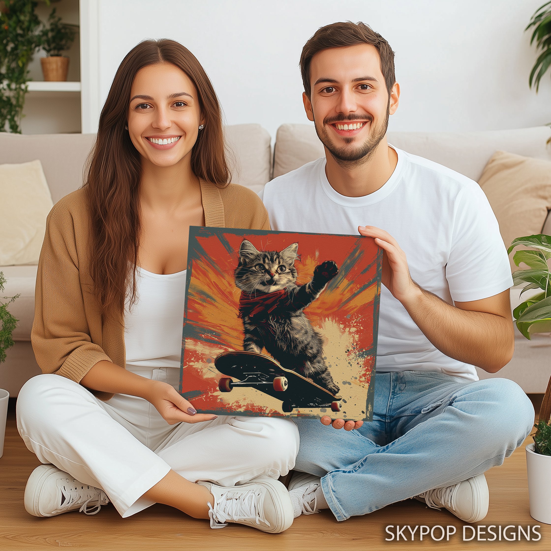3.jpg Skateboarding Cat Art