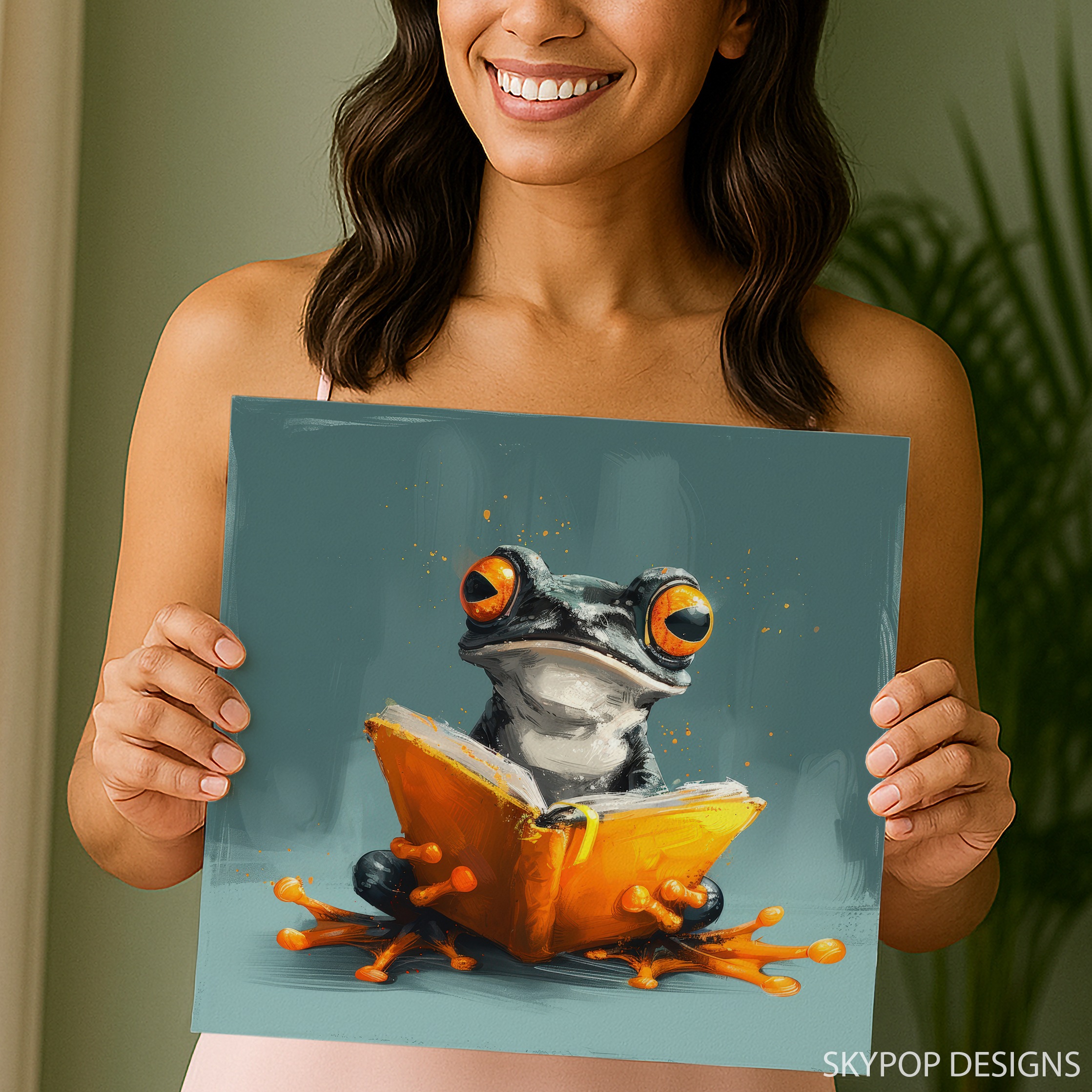 3.jpg Frog Reading Art