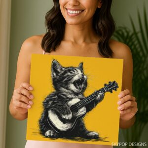Rock Star Cat Music Art