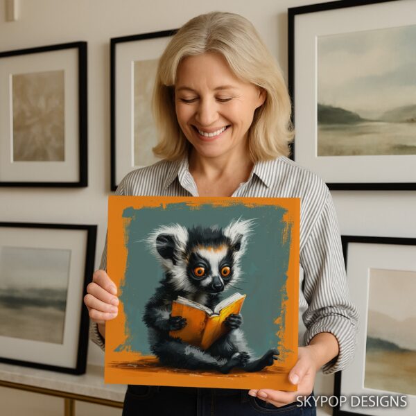 Lemur Reading A Book Art