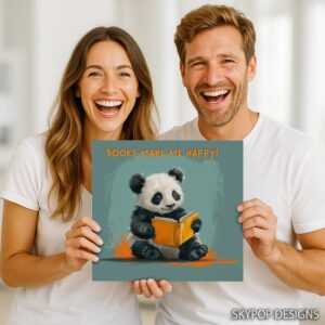 Panda Reading Book Art