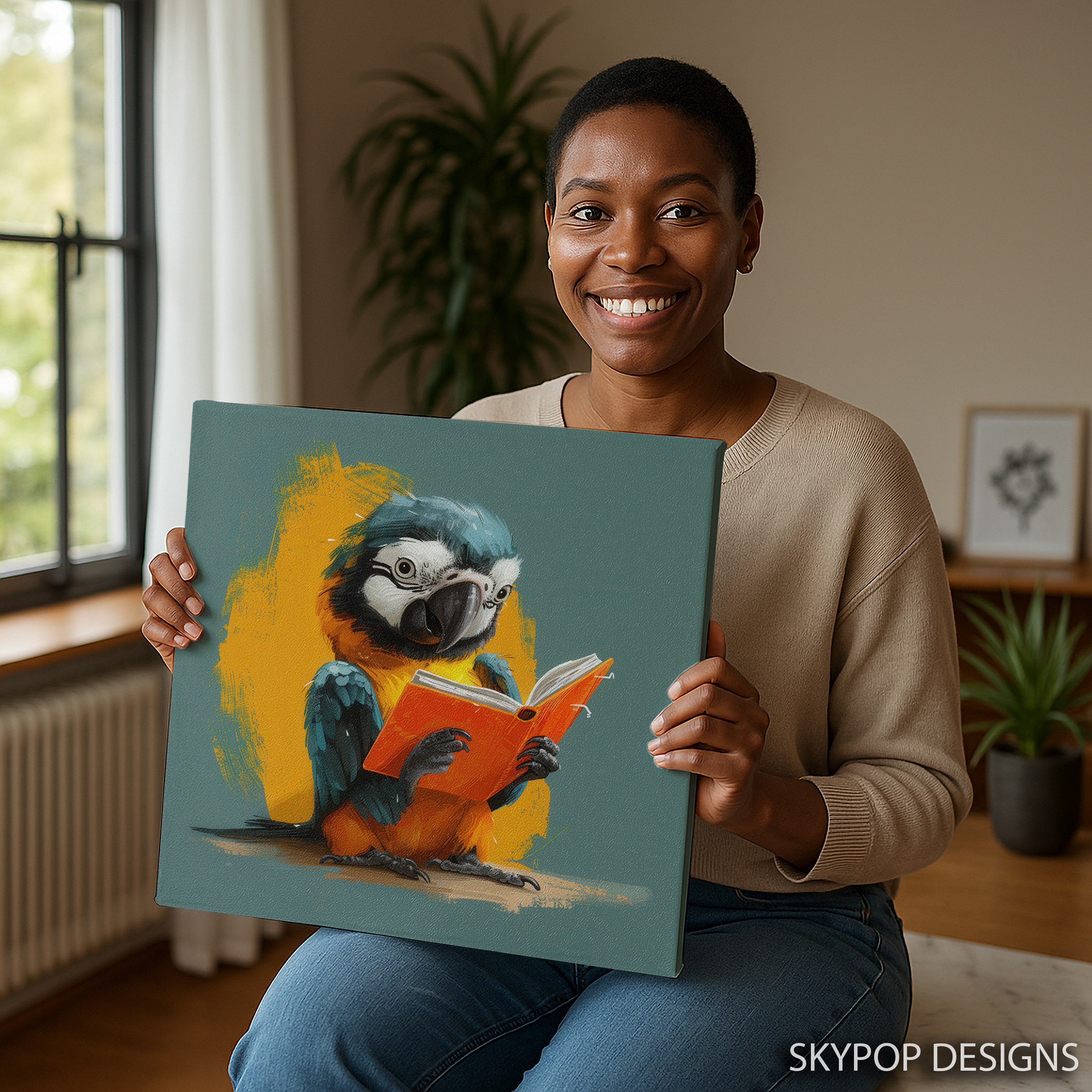 3.jpg Parrot Reading Book Art
