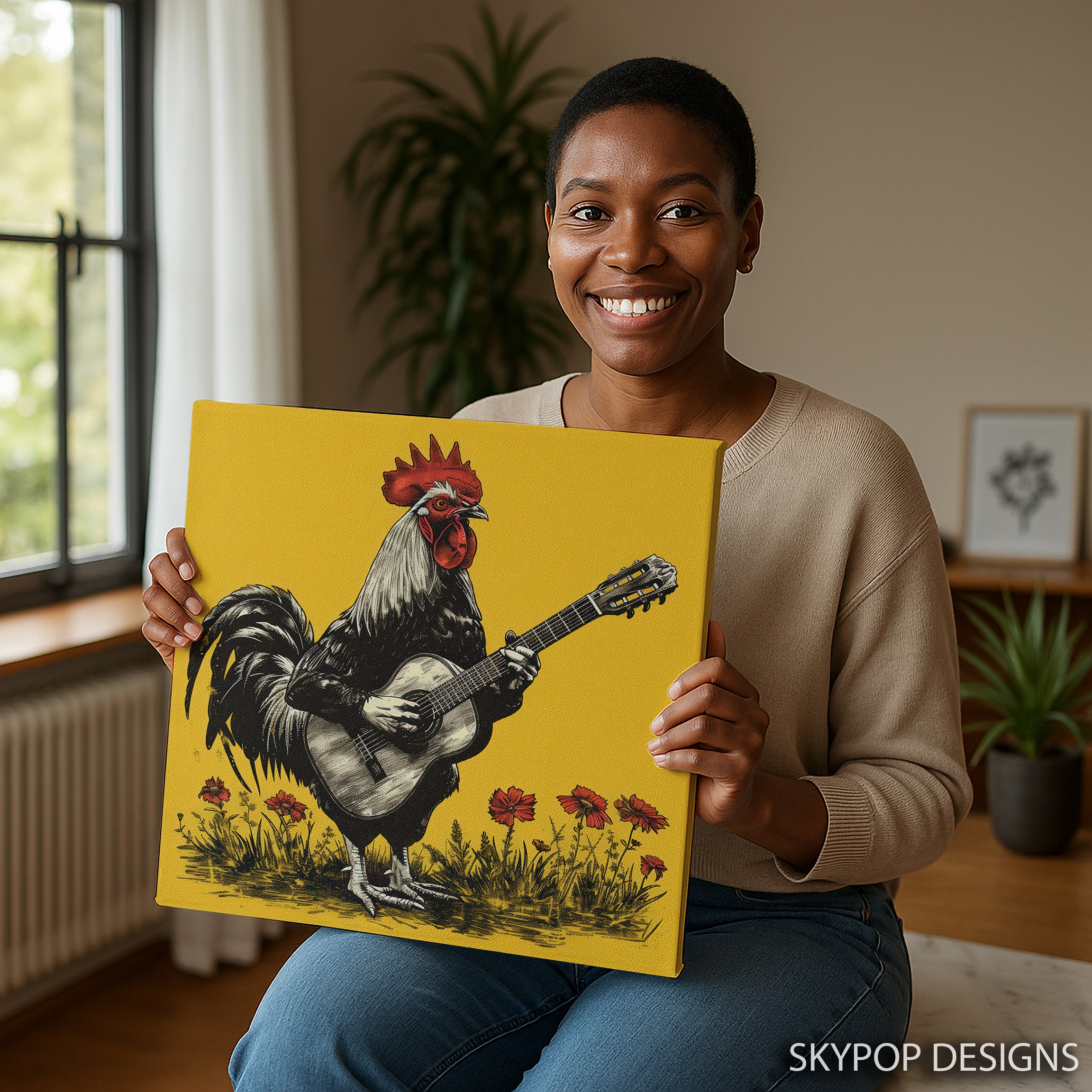 3.jpg Rooster Playing Guitar Art