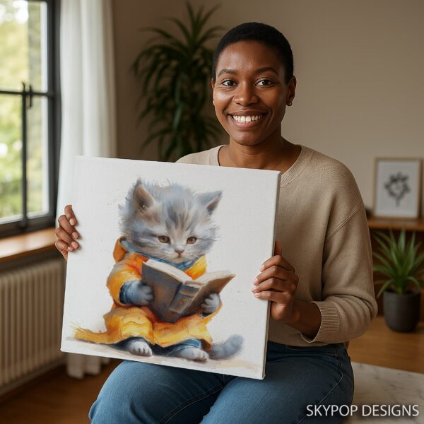 Cat Reading Art