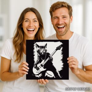 Rock Star Cat Guitar Art